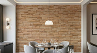 Wall mural with rough-hewn stone textures and subtle earthy hues for warm, cozy interior décor.