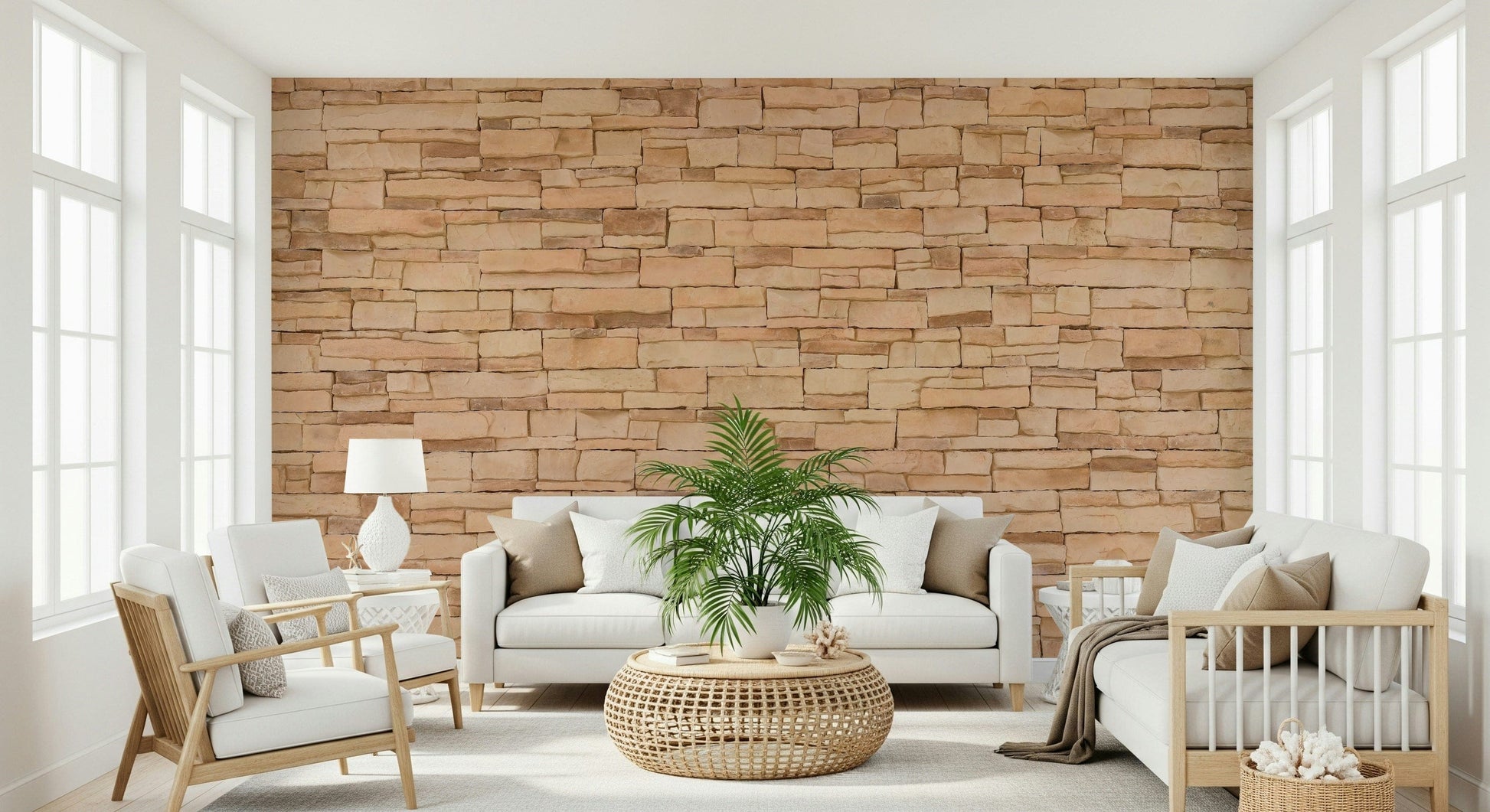 Wall mural showcasing rough, weathered stone patterns for farmhouse, loft, or industrial-style décor.