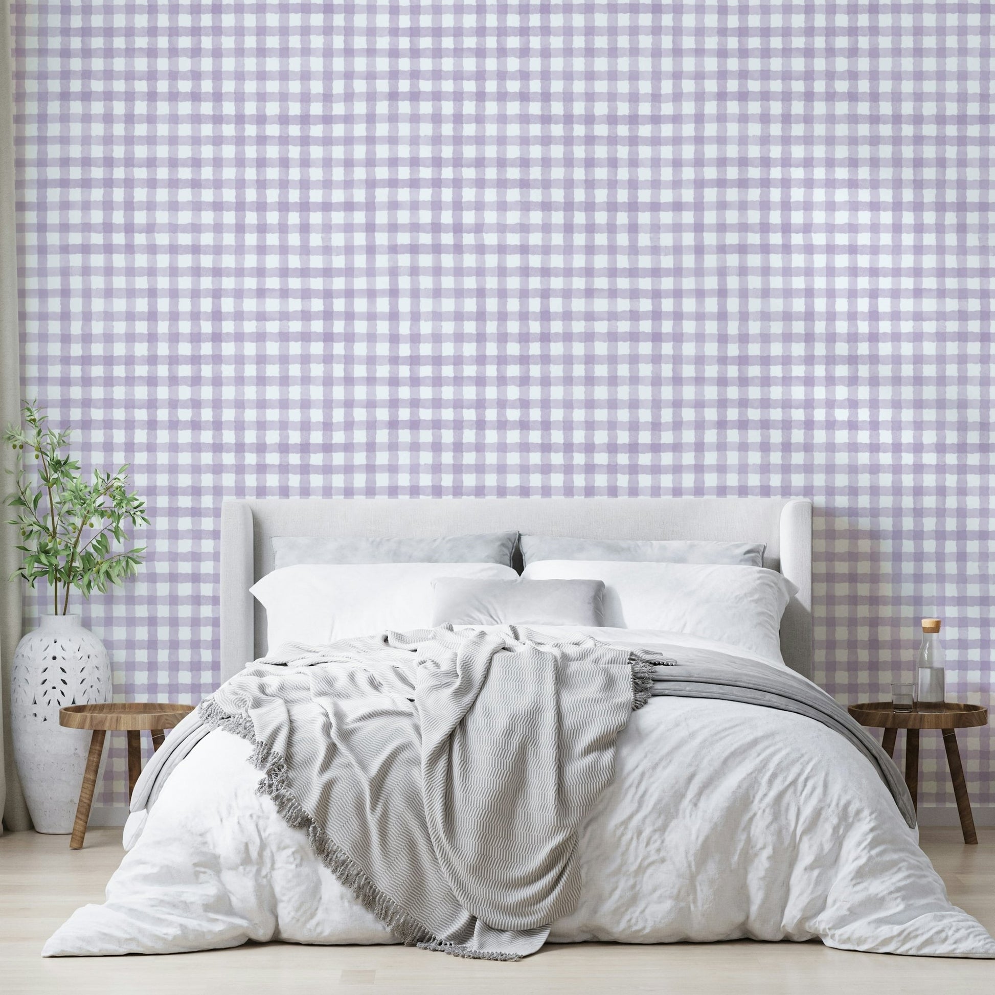 Hand-painted gingham for bedroom or kitchen
