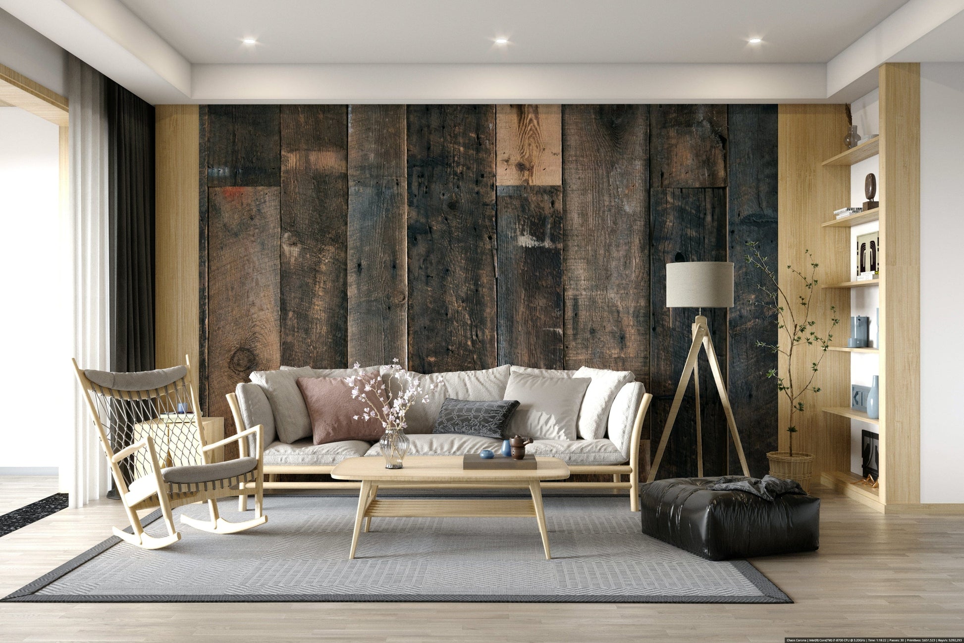 Wall mural featuring rough-hewn wooden planks with subtle imperfections for authentic rustic charm.