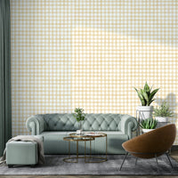Watercolor gingham wallpaper with soft finish
