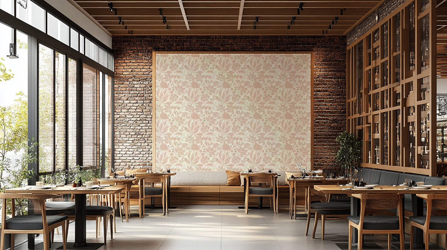 Stylish botanical wallpaper with rusty blush accents

