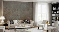 Weathered steel surface wall mural in brown tones