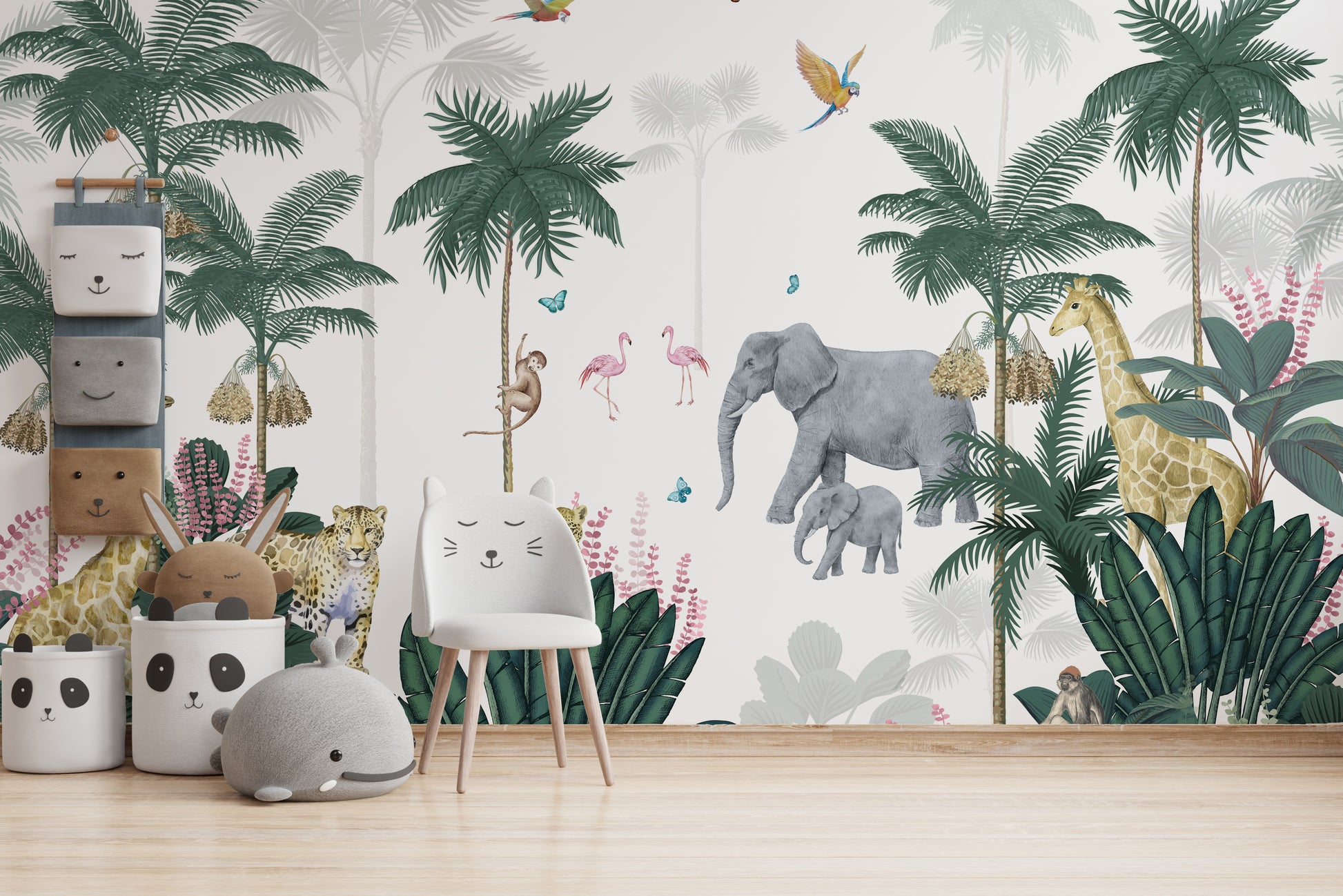 Fun jungle adventure wallpaper for kids.
