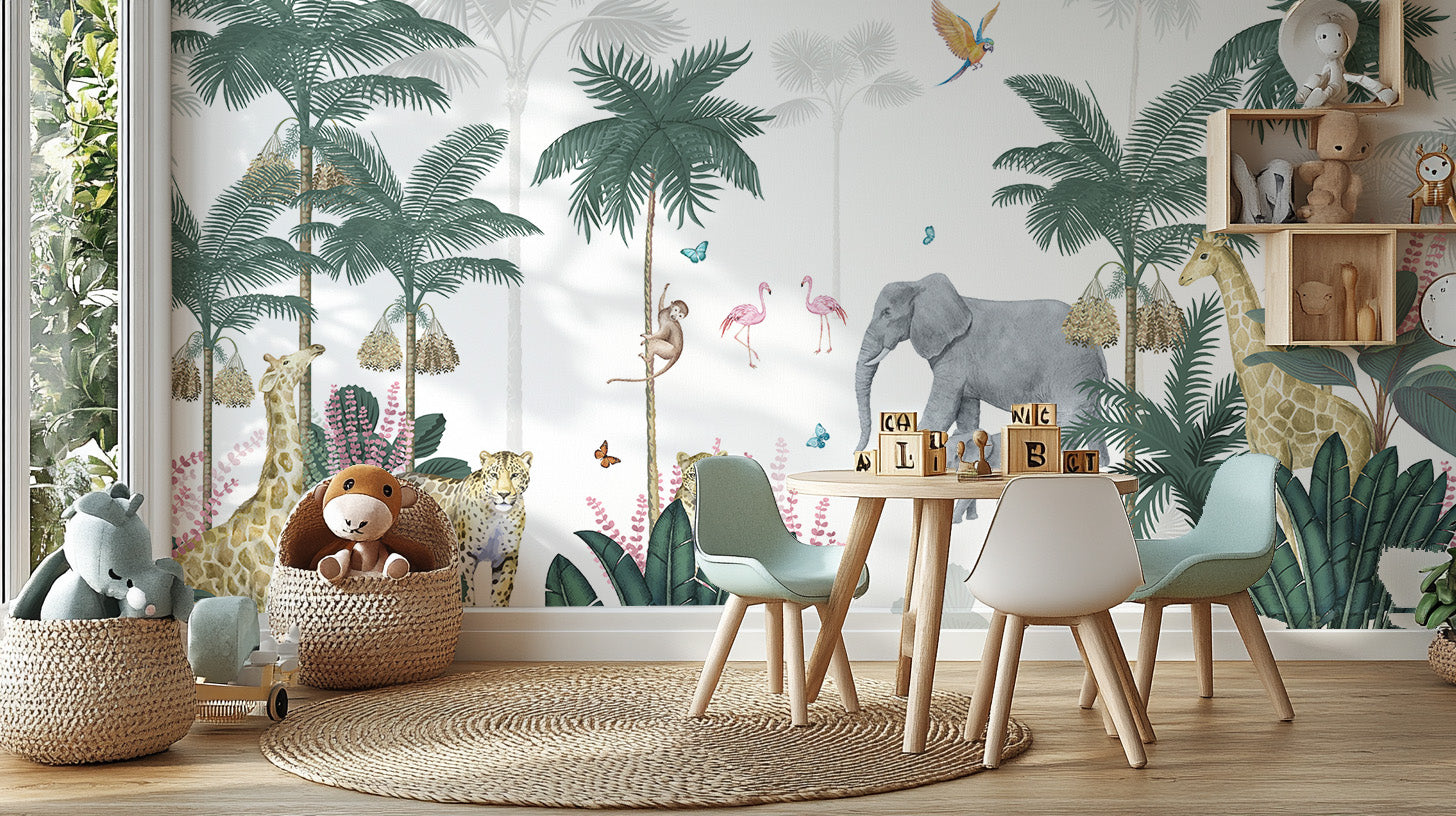 Tropical adventure wallpaper with lush greenery.
