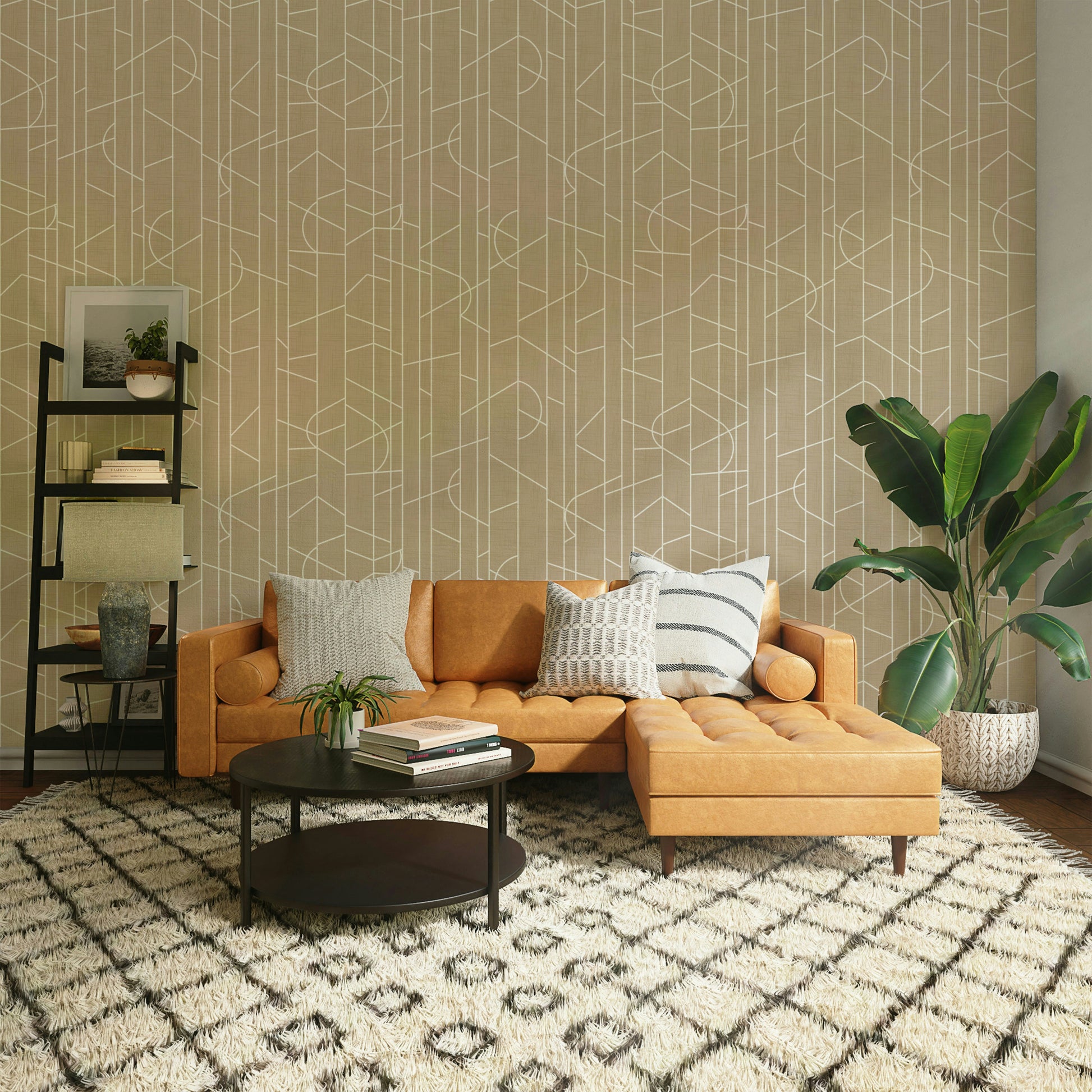 Natural theme mural with canvas-like texture

