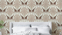 Safari wildlife wallpaper in mocha palette

