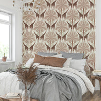 Earthy wallpaper featuring giraffe silhouettes


