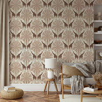 Neutral giraffe wallpaper in soft brown hues

