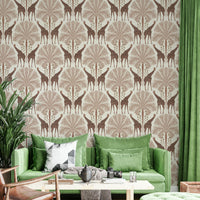 Giraffe design wallpaper with warm tones

