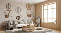 Safari Hot Air Balloons Nursery Wall Mural