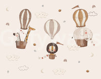 Safari Hot Air Balloons Nursery Wall Mural