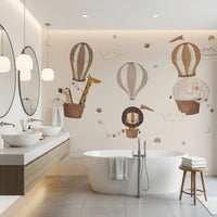 Safari Hot Air Balloons Nursery Wall Mural