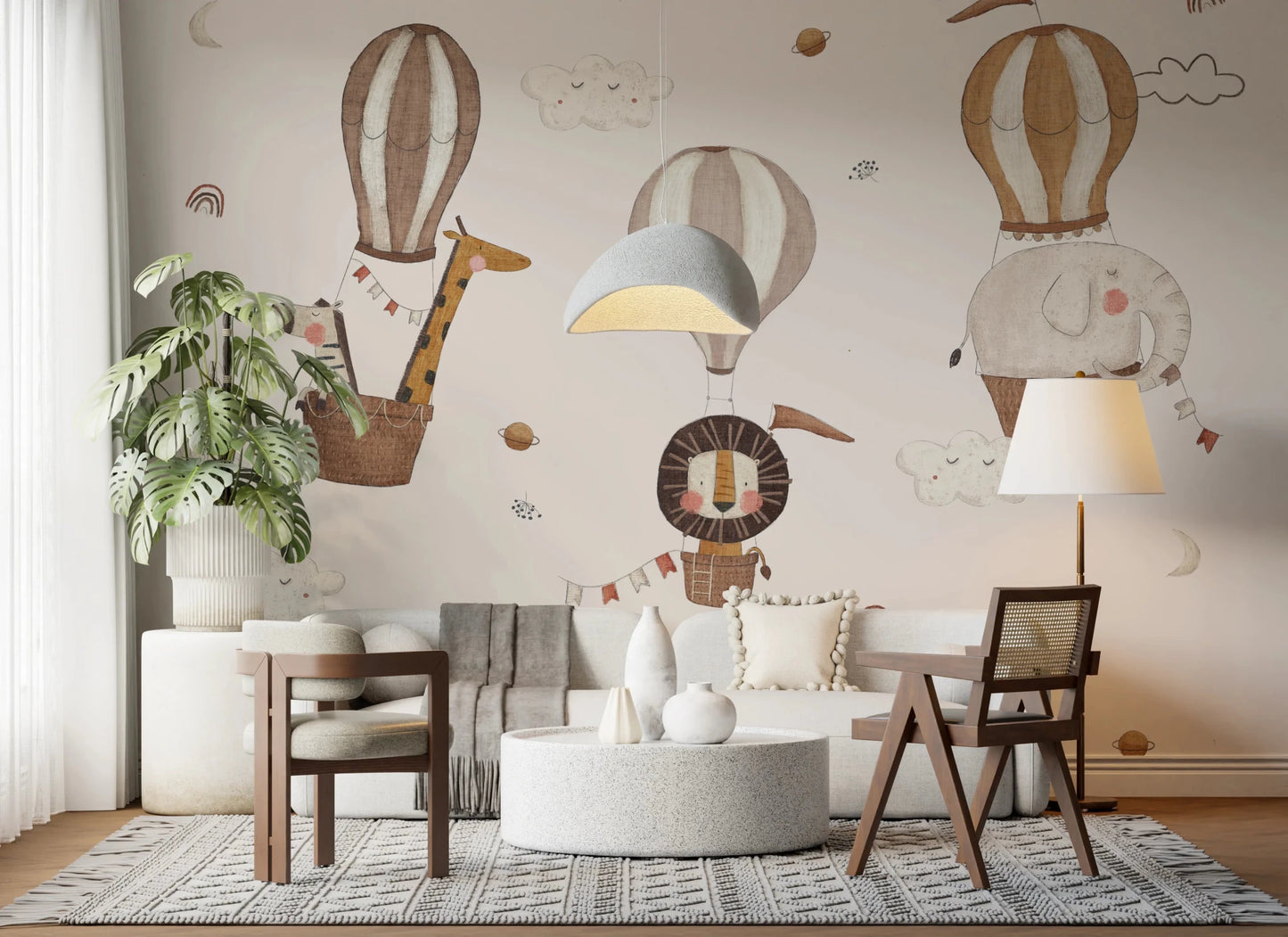 Safari Hot Air Balloons Nursery Wall Mural
