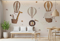 Safari Hot Air Balloons Nursery Wall Mural