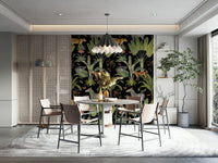Mural wallpaper with safari animals and foliage
