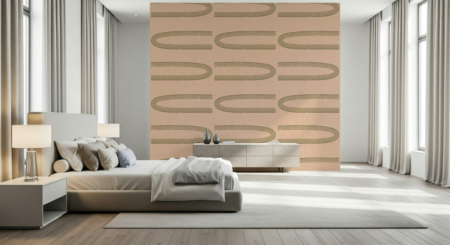 A calming geometric design wallpaper mural that defines a space.

