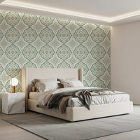 Sage Bloom Tile Wallpaper for sophisticated interior wall decor.