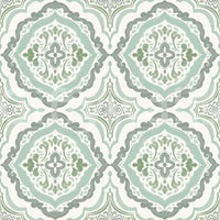 High quality Sage Bloom Tile Wallpaper for a calming home office.