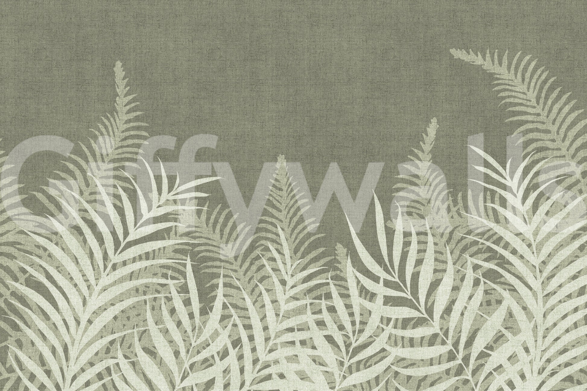 Nature inspired wallpaper with white tropical ferns, Jungle Sage.