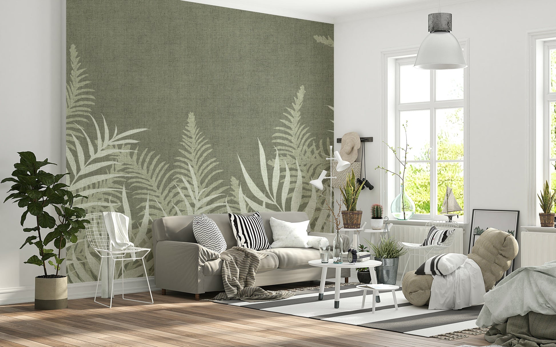 Into The Jungle Sage wallpaper a refreshing botanical aesthetic.