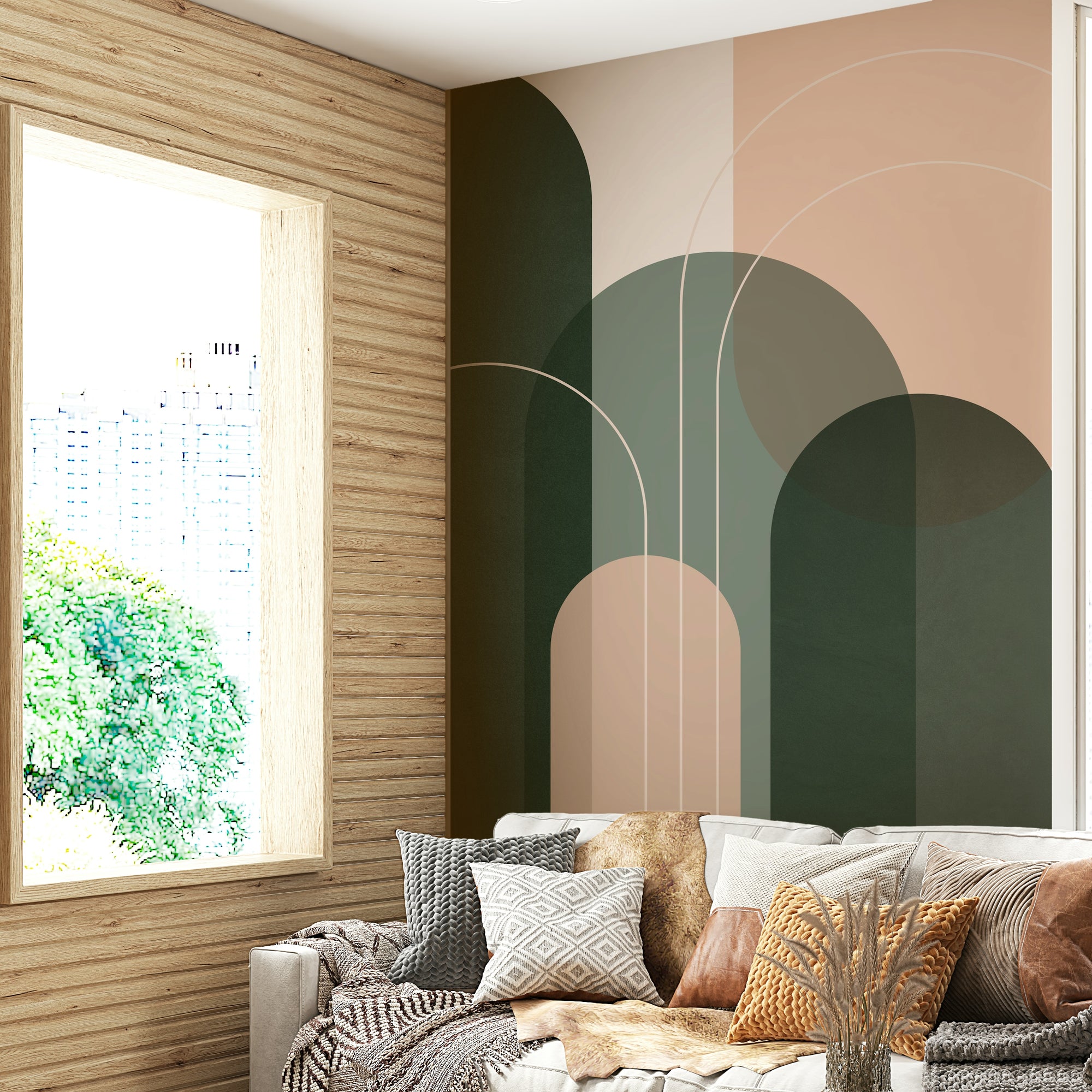 Sage Green Flow 1 wall mural for calming home decor

