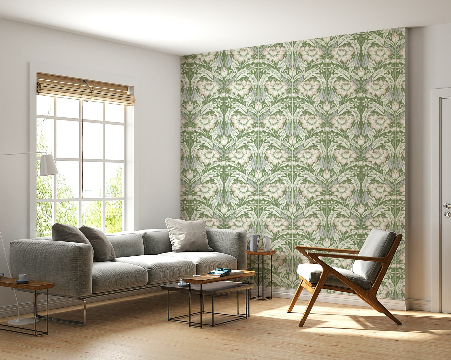 Timeless Garden – Sage Green Wallpaper⁠