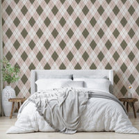 The colors are a soft sage green and a pale baby pink.
