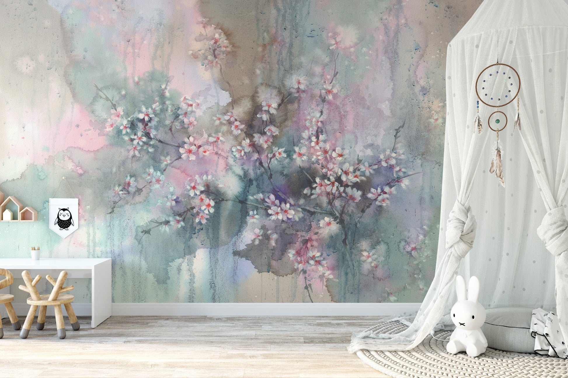 Sakura Watercolor Flower Wallpaper Wall Murals - Giffywalls