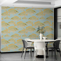 Marine-inspired wall art with subtle fish patterns

