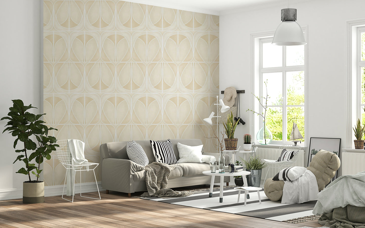Sand Charm Softy Dèco Geometries neutral wallpaper for walls