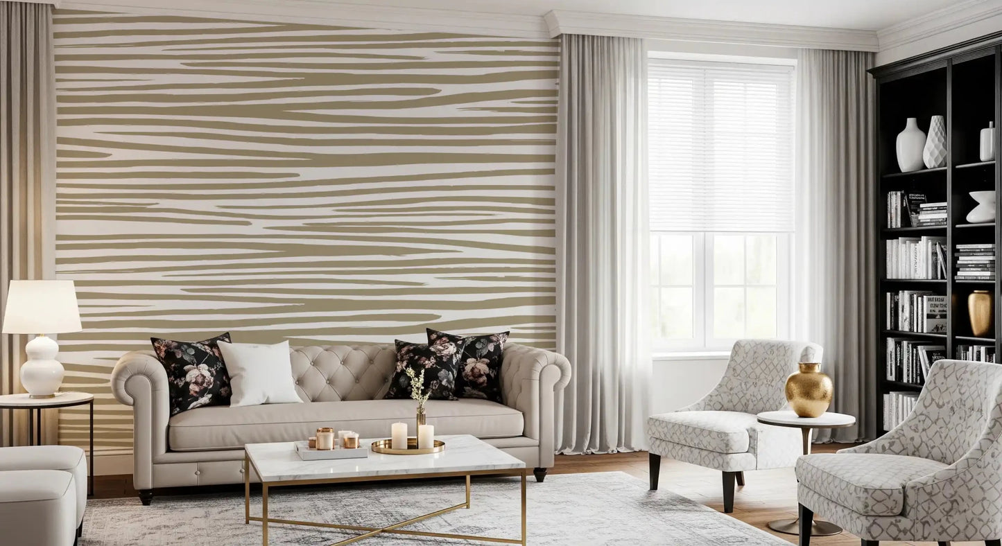 Horizontal pattern of the Sand Stripe Flow Wall Mural in cream