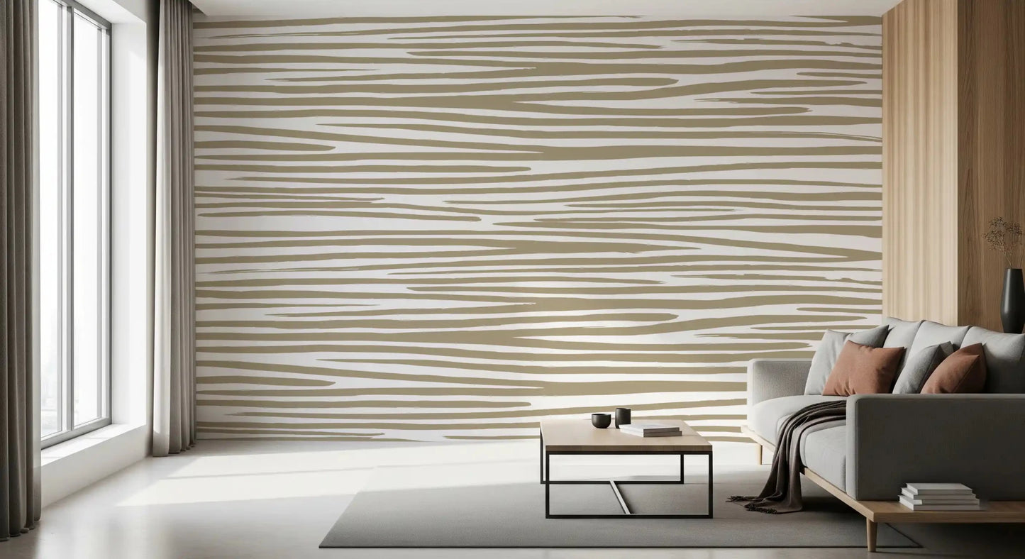 Contemporary Sand Stripe Flow Wall Mural with fluid line art