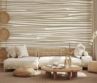 Subtle Sand Stripe Flow Wall Mural for a calm indoor atmosphere