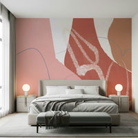 Soft blush and beige shapes blending into gentle curves in this serene abstract wallpaper.