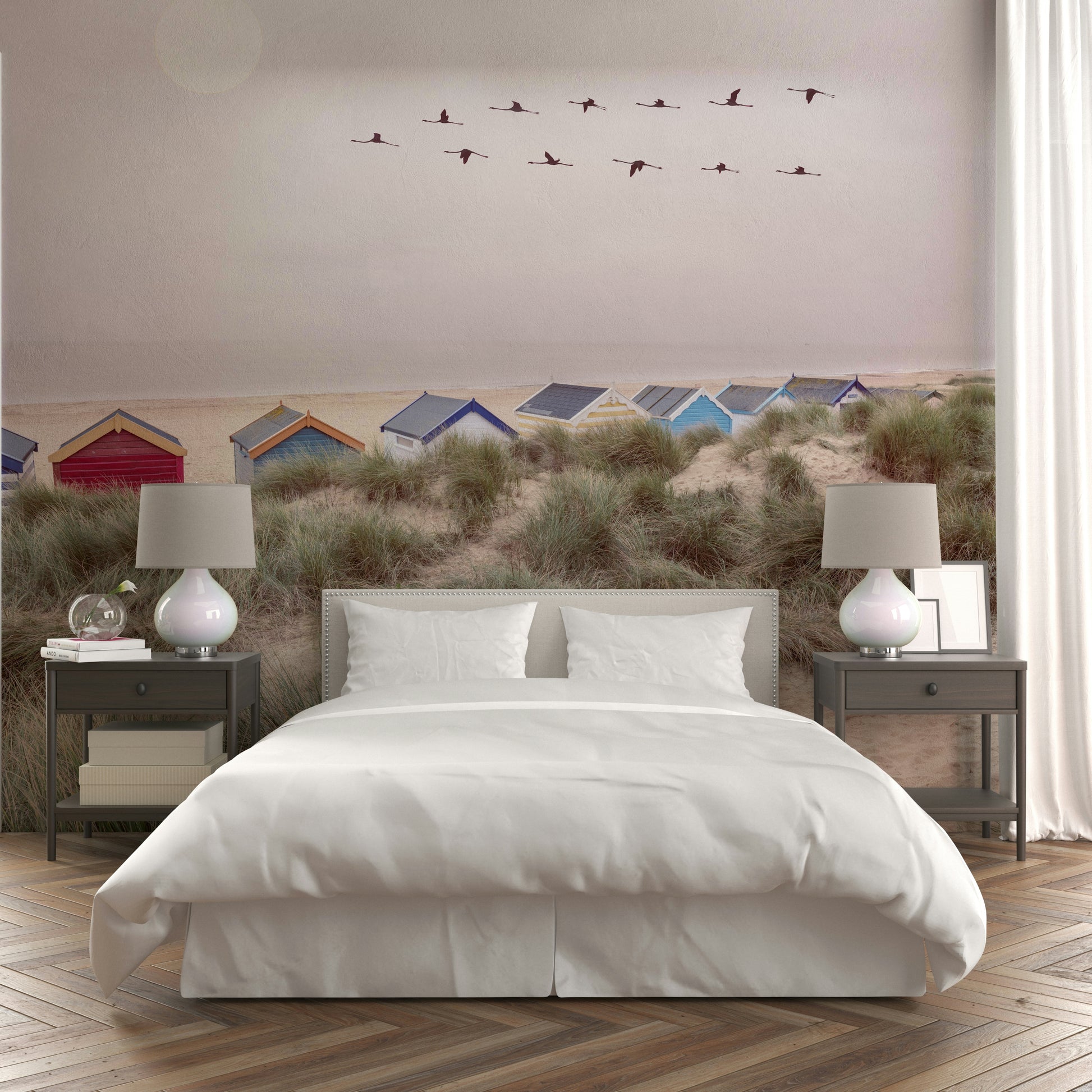 Beach-inspired Sandy Shore Escape wall mural for serene decor.

