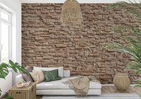 Decorative illusion wall mural featuring stacked stone textures to enhance rustic or contemporary interiors.