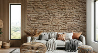 Stone cladding design wallpaper mural with subtle shading and depth for authentic interior appeal.