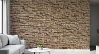 Stone illusion wallpaper mural creating the appearance of stacked stone with depth and realism.