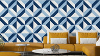 A wallpaper with a blue square pattern.

