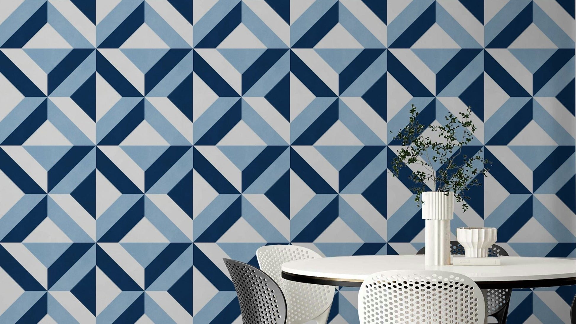 The squares are in various shades of deep blue.

