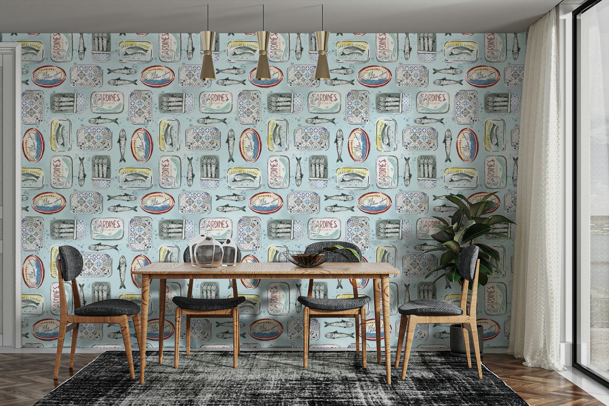 Compact sardine wallpaper for cafés

