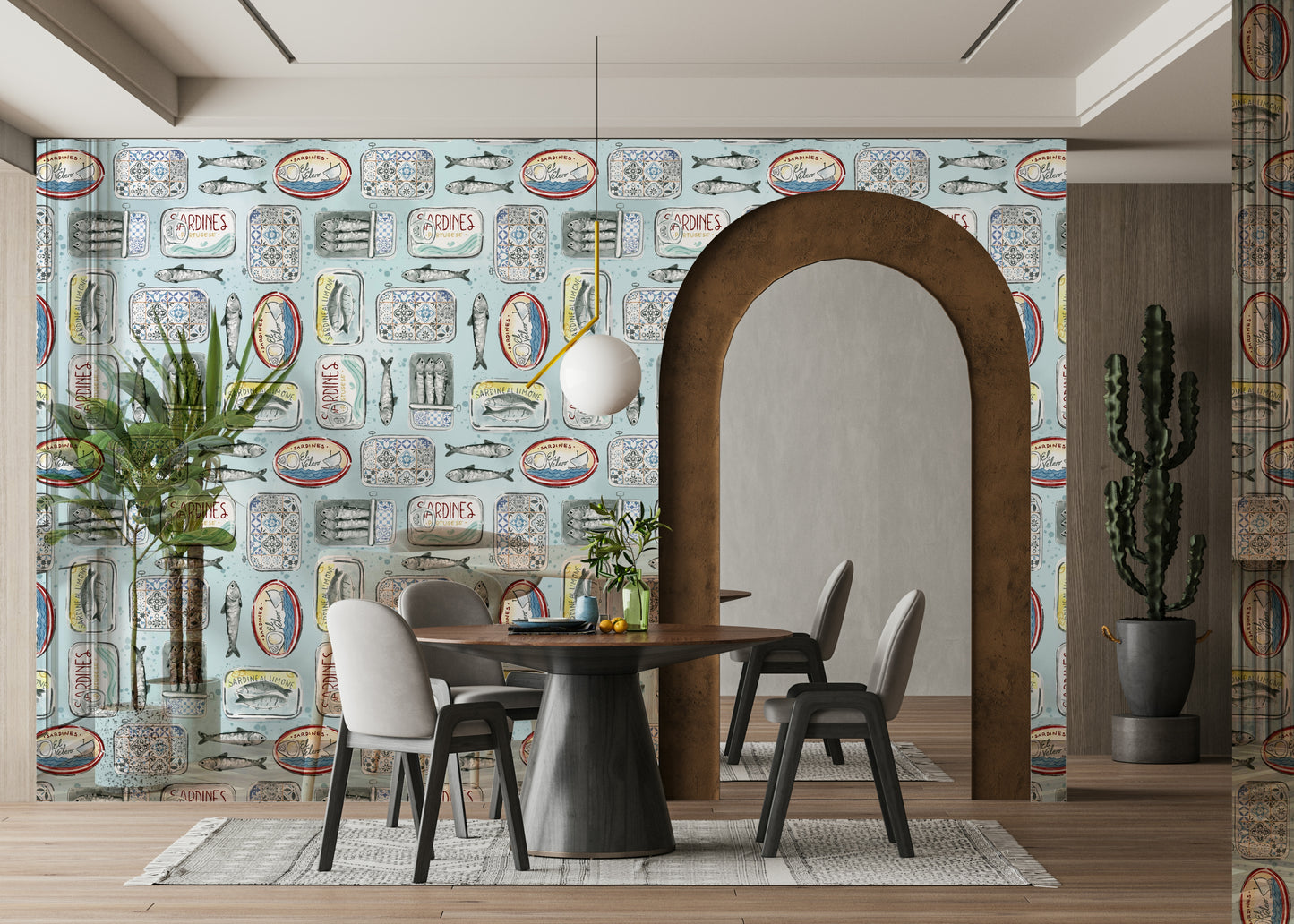 Delicate vintage sardine can print

