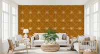 Sashiko Hana - Goshi - Latticed Flower Stitch On Gold Wallpaper⁠