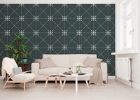 Sashiko Hana - Goshi - Latticed Flower Stitch On Outer Space Wallpaper⁠
