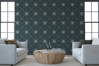 Sashiko Hana - Goshi - Latticed Flower Stitch On Outer Space Wallpaper⁠