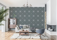 Sashiko Hana - Goshi - Latticed Flower Stitch On Outer Space Wallpaper⁠