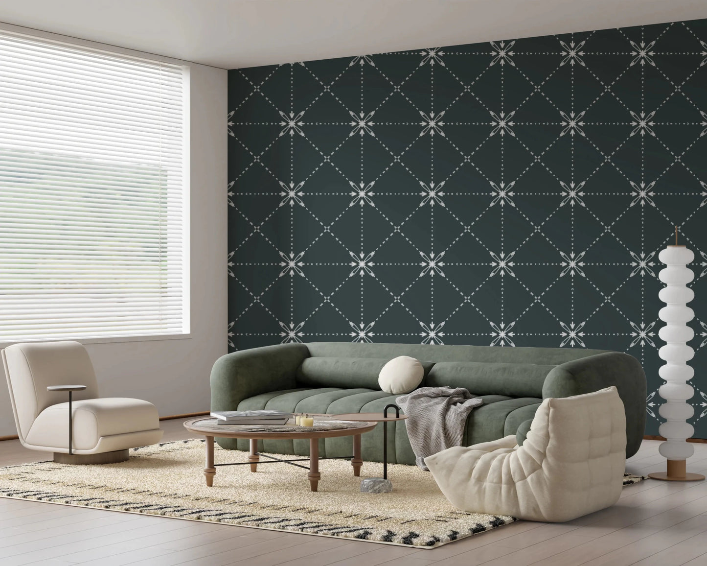 Sashiko Hana - Goshi - Latticed Flower Stitch On Outer Space Wallpaper⁠