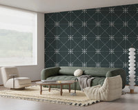 Sashiko Hana - Goshi - Latticed Flower Stitch On Outer Space Wallpaper⁠