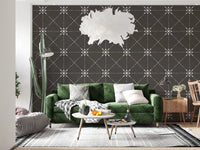 Sashiko Hana - Goshi - Latticed Flower Stitch On Silhouette Wallpaper⁠